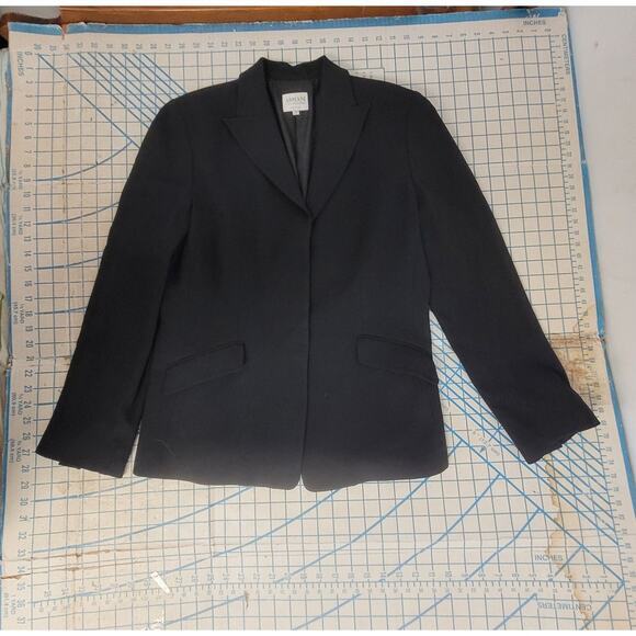 Armani Collezioni Black Pin Striped 3 Button Single Breasted Suit Jacket Blazer - Picture 5 of 14